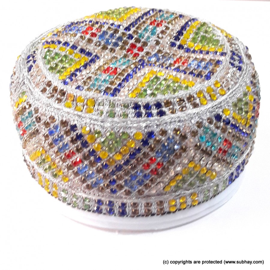 Multi Color Round Full Sindhi Nagina /  Zircon Cap or Topi MKC-814